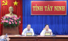 Các đồng chí chủ trì Hội nghị tại điểm cầu tỉnh Tây Ninh